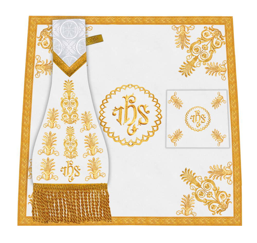 Liturgical Church Mass Set with Ornate Embroidered Details