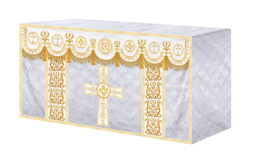 Embroidered Altar Frontal with Ornate Orphrey & Cross Design