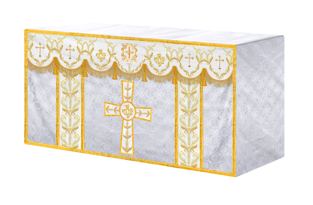 Handcrafted Church Altar Cloth with Detailed Embroidered Trims