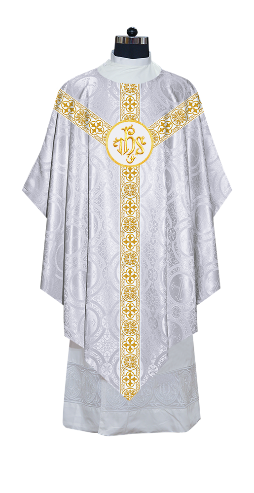 Traditional Pugin Style Chasuble Adorned with White Braids