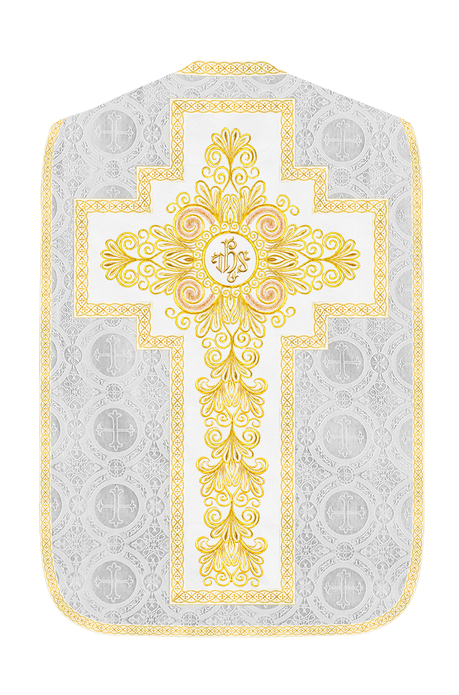 Roman Chasuble Vestment enriched With Coloured Braids and Trims