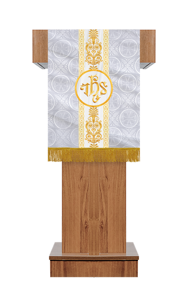 Traditional Altar Cloth with Embroidered Cross & Braided Trims