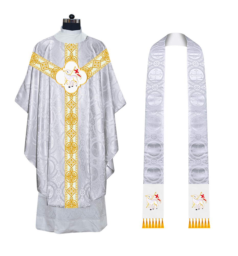 Gothic Chasuble Vestment with Motif and Trims