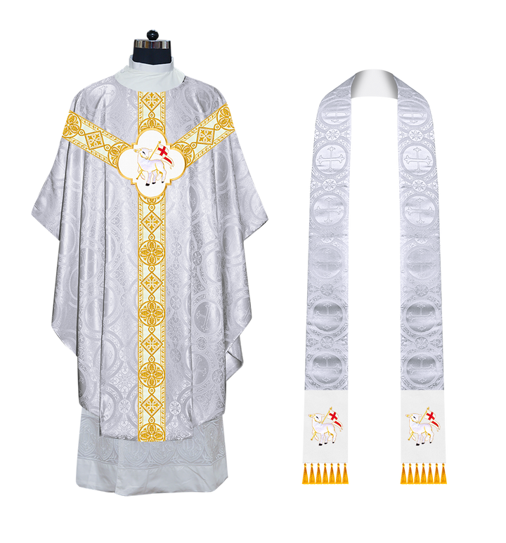 Gothic Chasuble Vestment with Motif and Trims