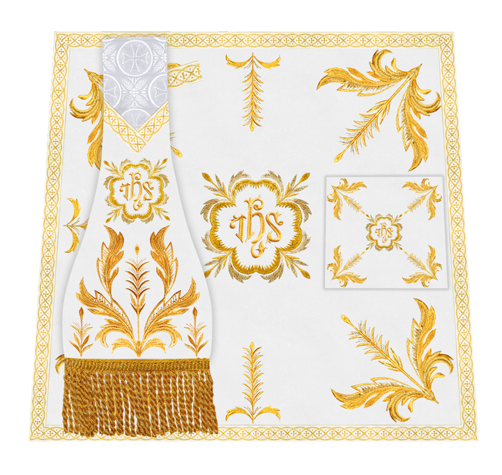 Altar Table Cloth with Fine Embroidered Trims & Spiritual Motifs