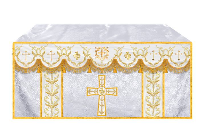 Handcrafted Church Altar Cloth with Detailed Embroidered Trims