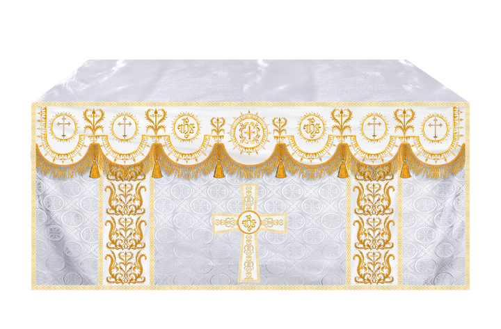 Embroidered Altar Frontal with Ornate Orphrey & Cross Design