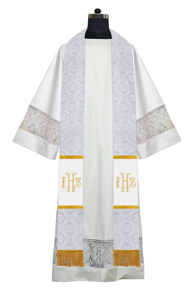 Clergy Stole with Embroidered Liturgical Motif