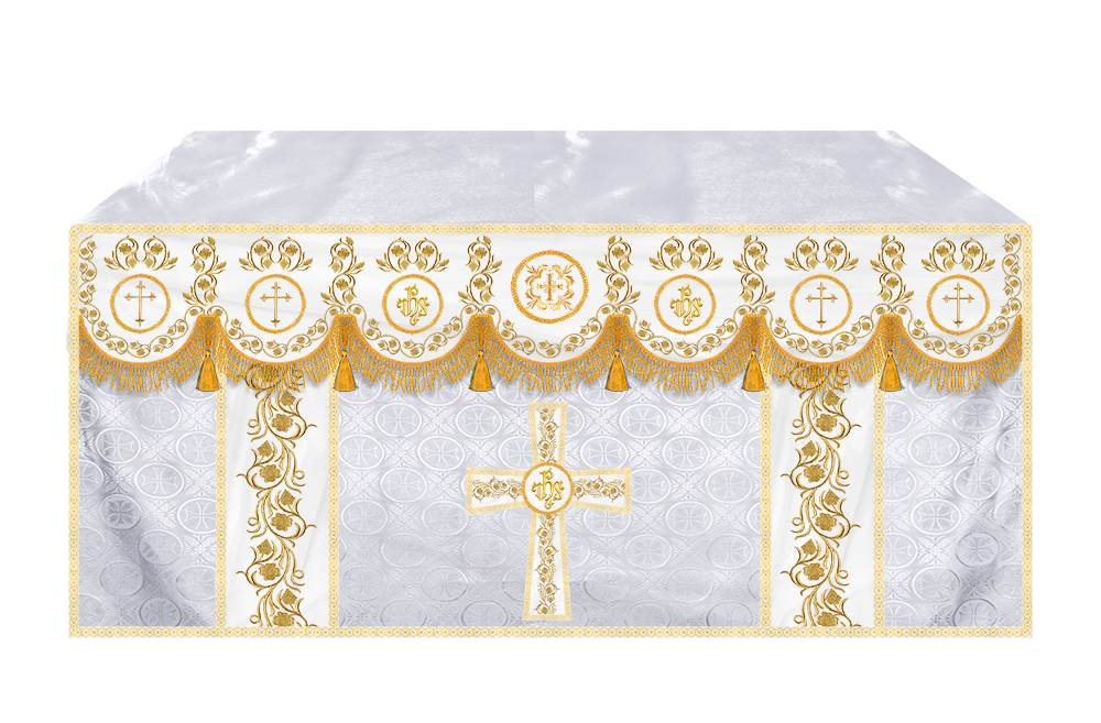 Embroidered Altar Cloth Embellished with Spiritual Motifs
