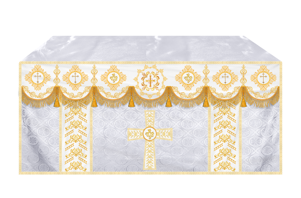 Elegant Altar Cloth with Intricate Orphrey Embroidery & Motif