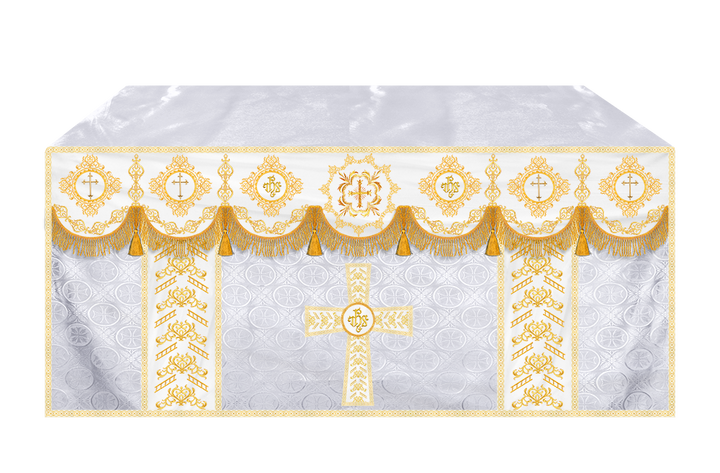 Elegant Altar Cloth with Intricate Orphrey Embroidery & Motif