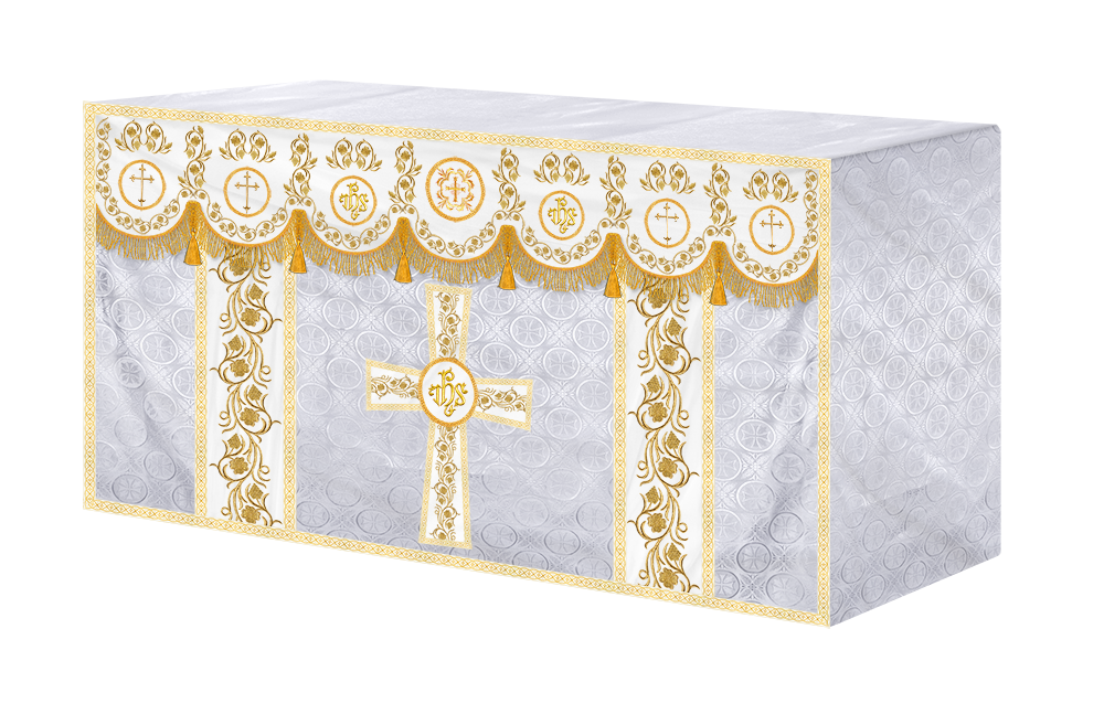 Embroidered Altar Cloth Embellished with Spiritual Motifs