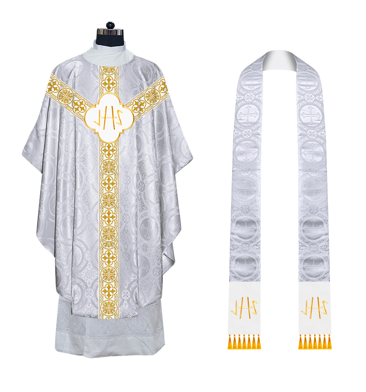 Gothic Chasuble with Embroidered Motif and Orphrey