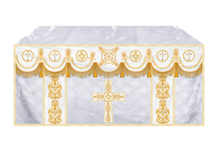 Traditional Altar Cloth with Embroidered Cross & Braided Trims