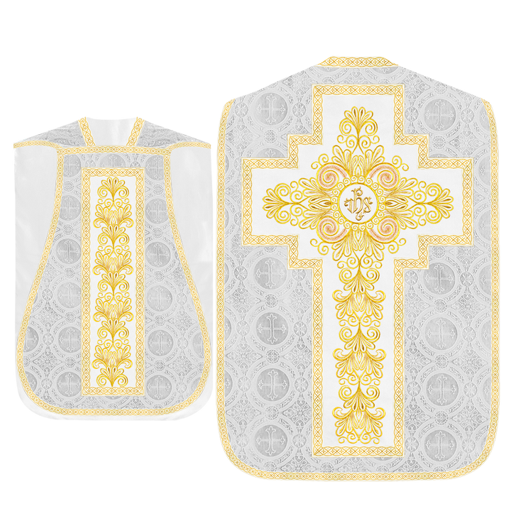 Roman Chasuble Vestment enriched With Coloured Braids and Trims