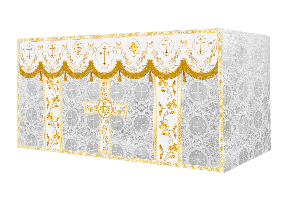 Altar Table Cloth With Floral Embroidery trims