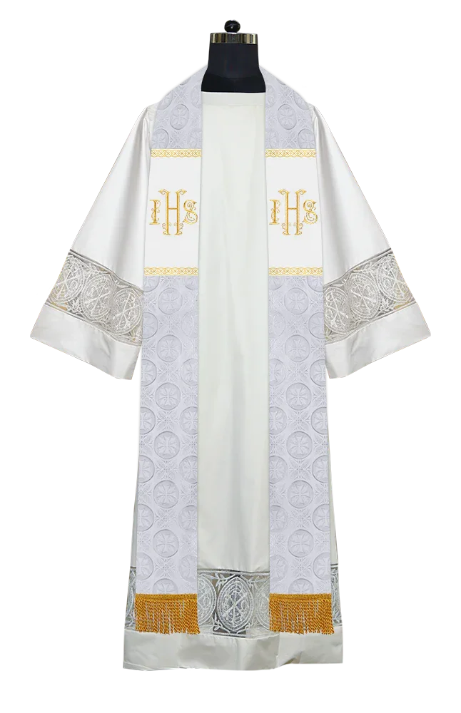 Handmade Pastor Stole with Spiritual Embroidered Motif & Trims
