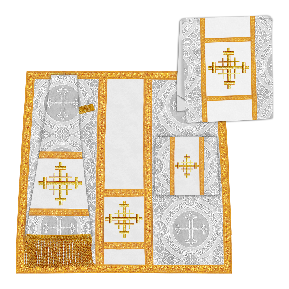 Gothic Chasuble Vestment with Motif and White Orphrey