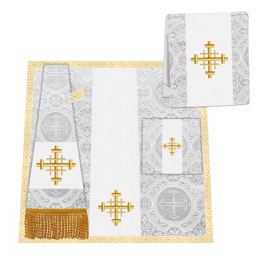 Gothic Chasuble Vestment with Embroidered Cross and Trims