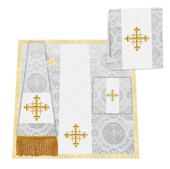 Gothic Chasuble Vestment with Embroidered Cross and Trims