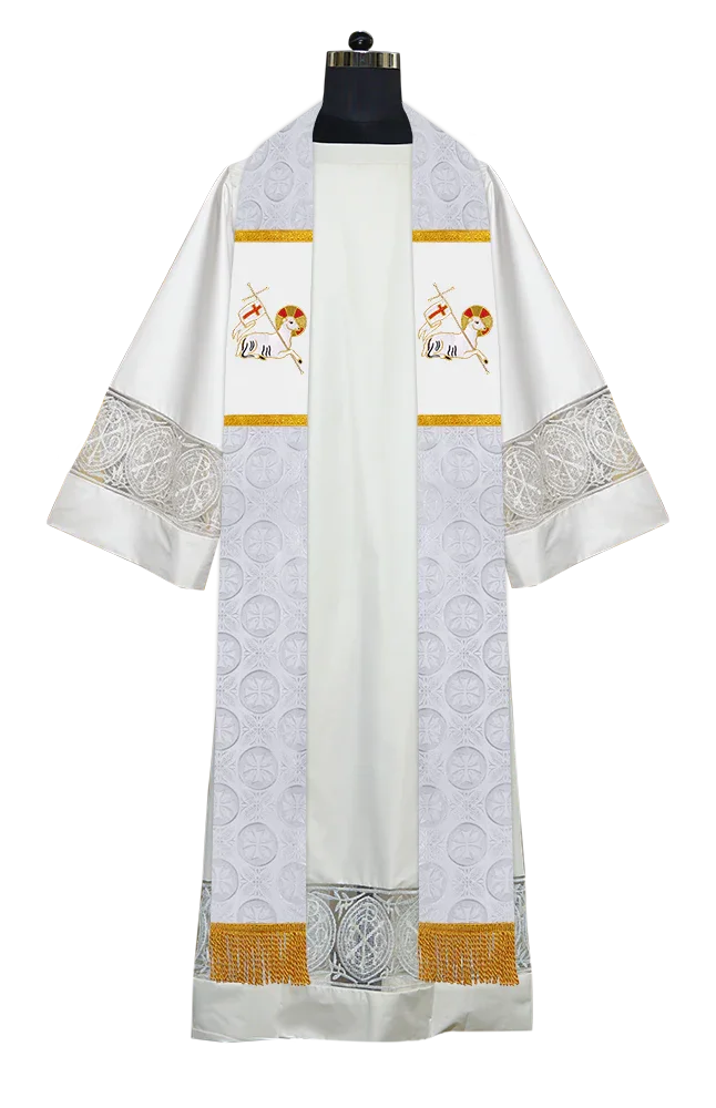 Clergy Stole with Embroidered Liturgical Motif