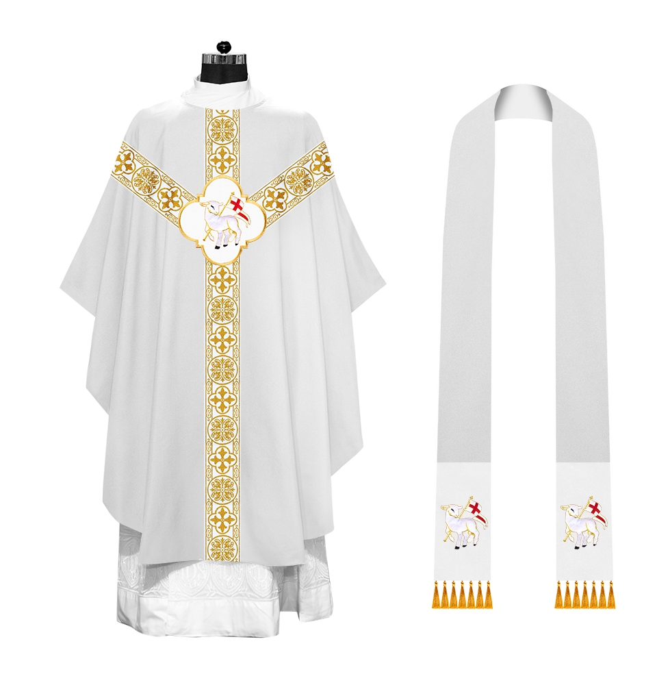 Gothic Chasuble with Embroidered Motif and Orphrey