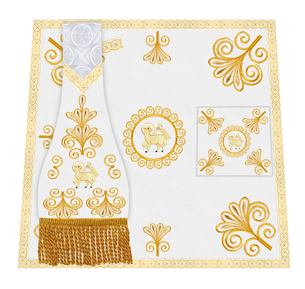 Ornate Altar Cloth with Gold Embroidery & Gothic Cross Design
