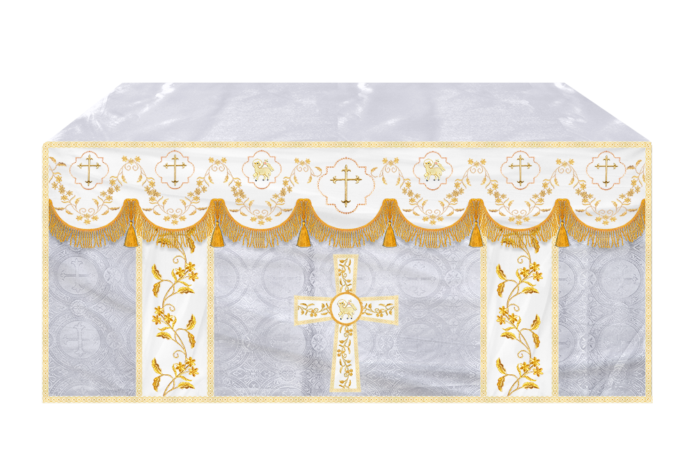 Altar Table Cloth With Floral Embroidery trims