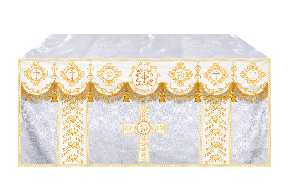 Elegant Altar Cloth with Intricate Orphrey Embroidery & Motif