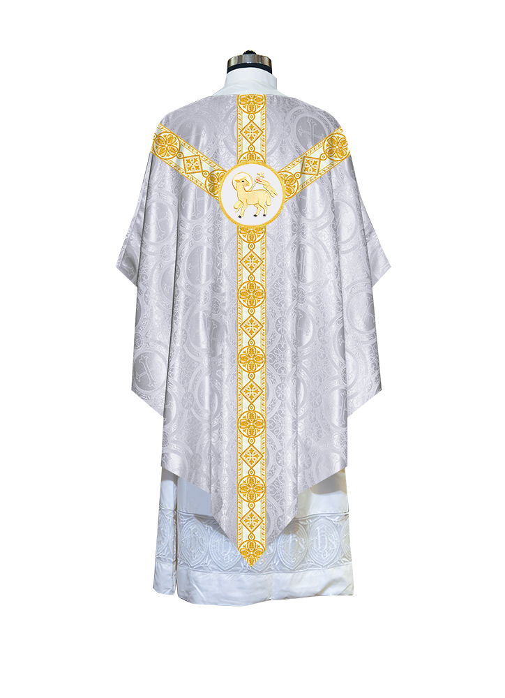 Traditional Pugin Style Chasuble Adorned with White Braids