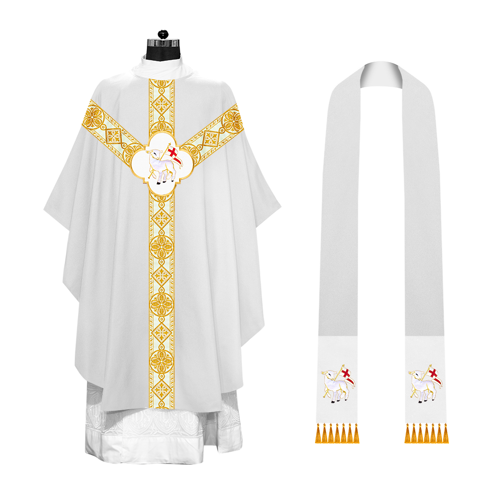 Gothic Chasuble Vestment with Motif and Trims