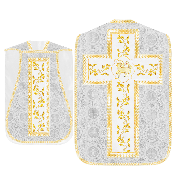 Roman Chasuble Vestment With Floral Design and Trims