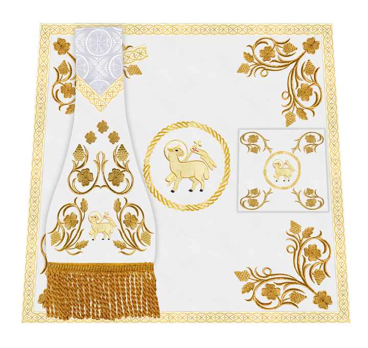 Embroidered Altar Cloth Embellished with Spiritual Motifs