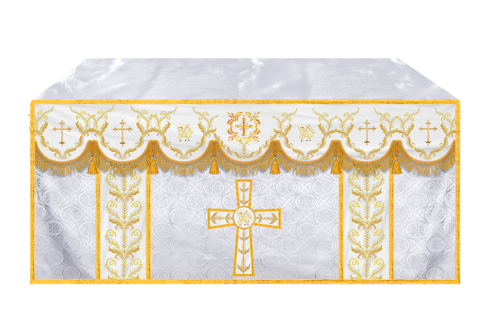 Handcrafted Church Altar Cloth with Detailed Embroidered Trims