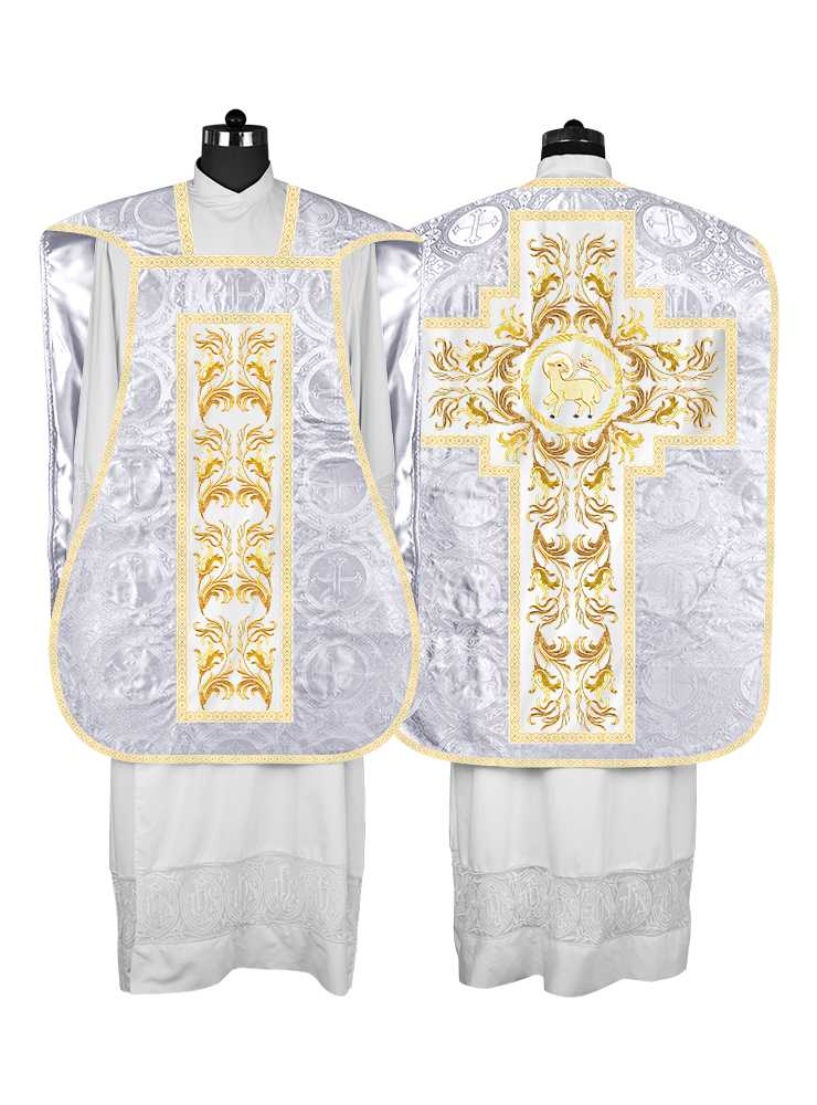 Roman Chasuble Vestment With Woven Braids and Trims
