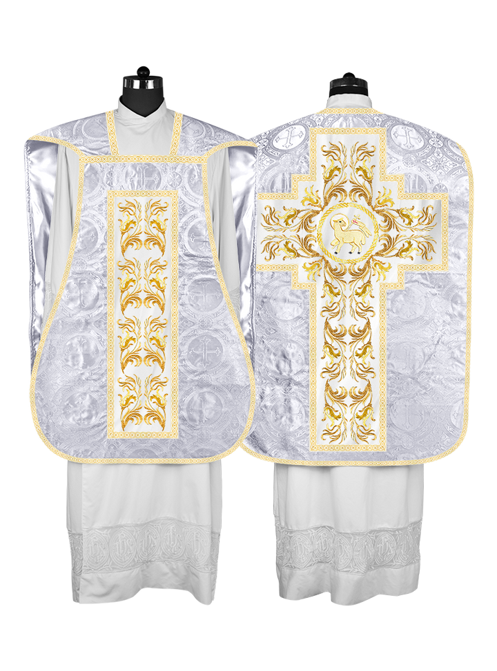 Roman Chasuble Vestment With Woven Braids and Trims