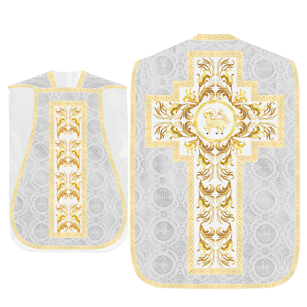 Roman Chasuble Vestment With Woven Braids and Trims