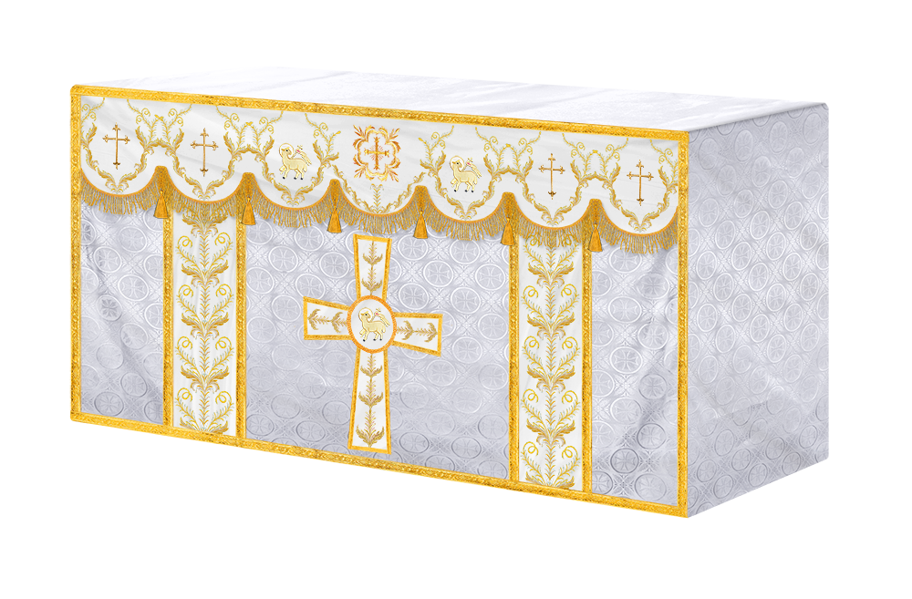 Handcrafted Church Altar Cloth with Detailed Embroidered Trims