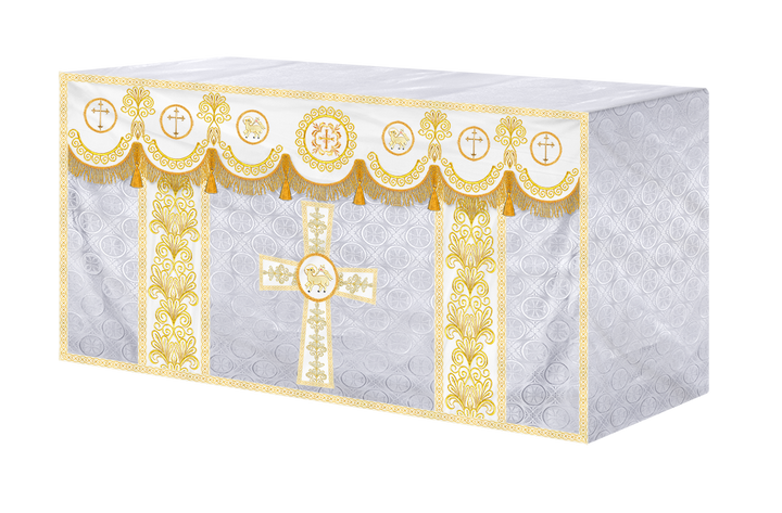Ornate Altar Cloth with Gold Embroidery & Gothic Cross Design