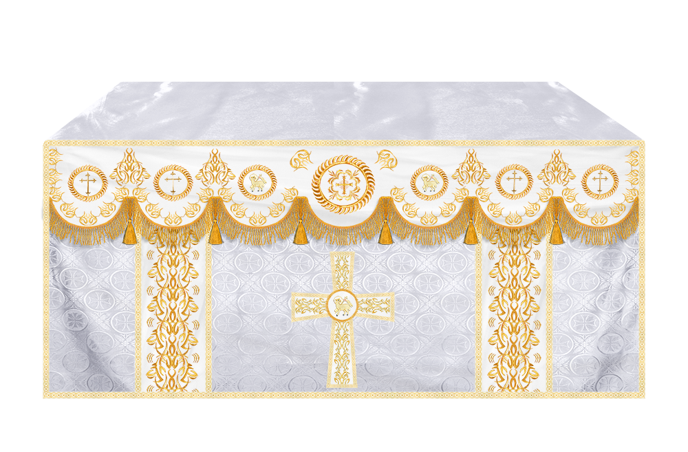 Church Altar Frontal with Ornate Embroidery & Spiritual Motifs