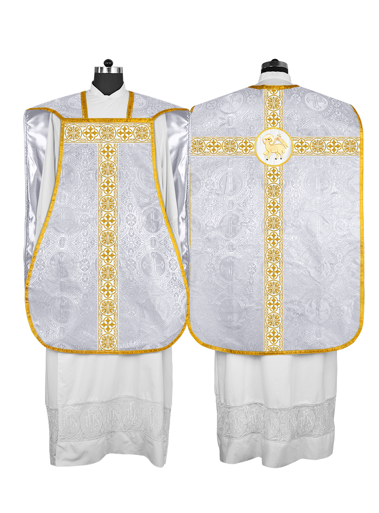 Casulla católica romana con motivo espiritual 