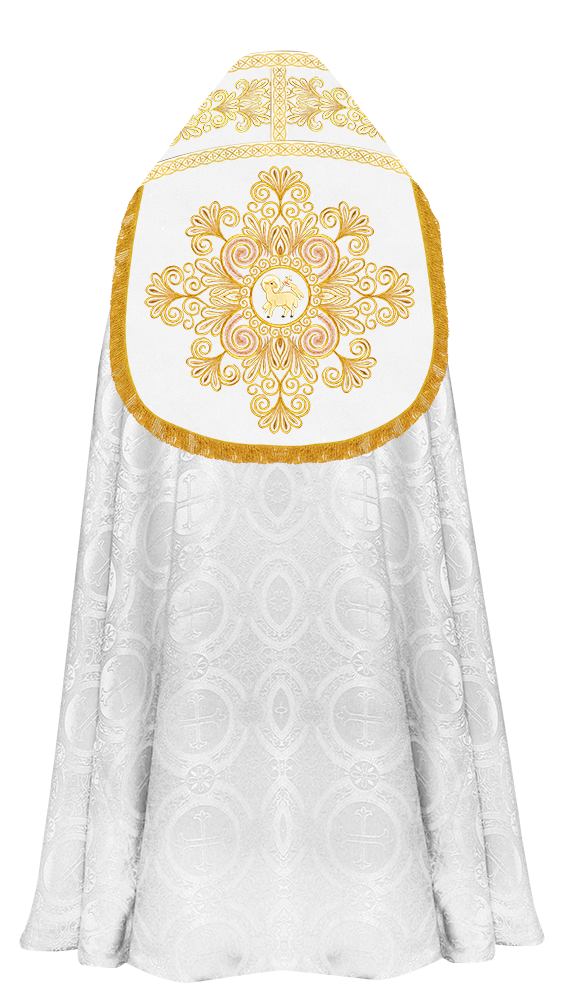 Roman Cope Vestment with Spiritual Motif and Adorned Embroidery