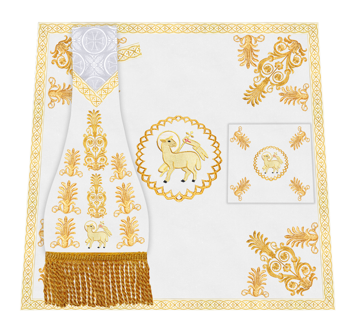 Traditional Altar Cloth with Embroidered Cross & Braided Trims