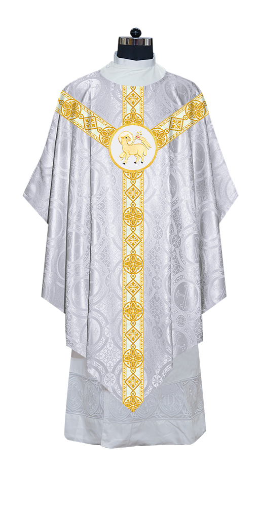 Traditional Pugin Style Chasuble Adorned with White Braids