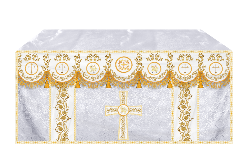 Embroidered Altar Cloth Embellished with Spiritual Motifs