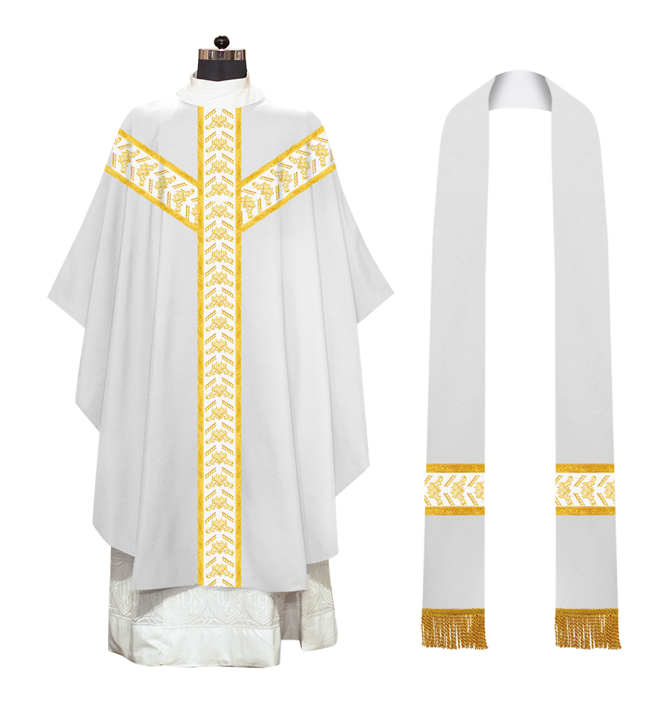 Adorned Embroidered Gothic Chasuble Vestment