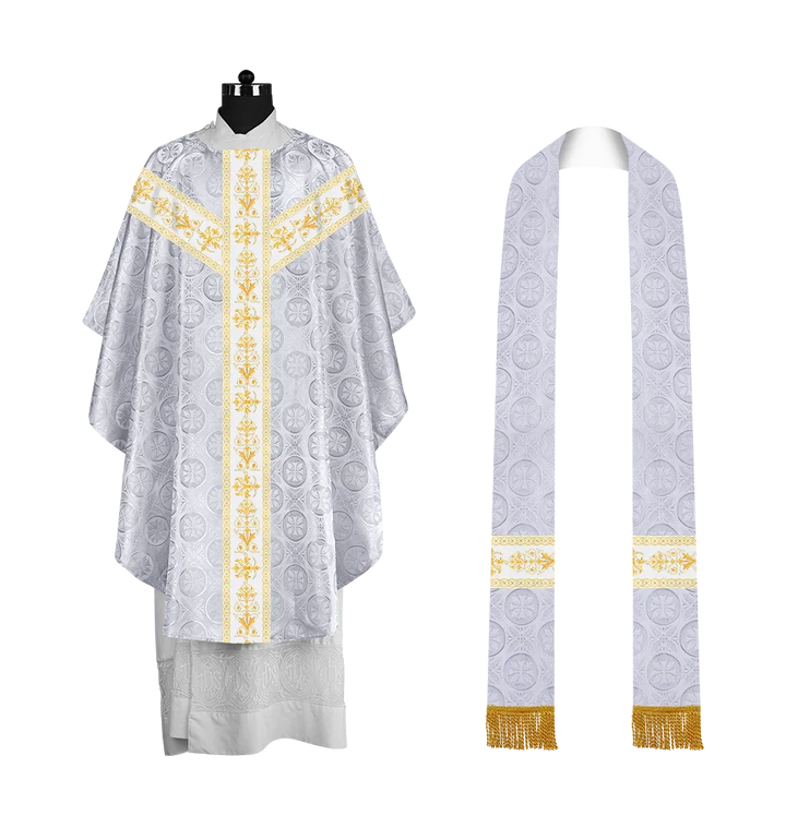 Elegant Gothic Chasuble with Embroidered Motif & Y-type Orphrey