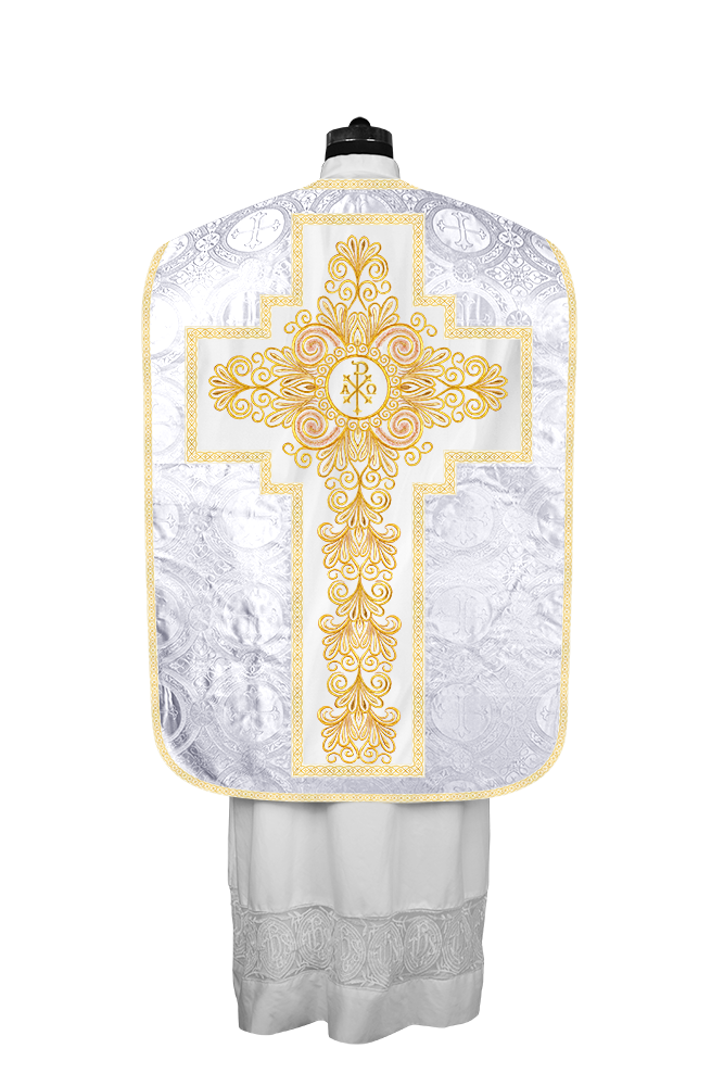 Roman Chasuble Vestment enriched With Coloured Braids and Trims