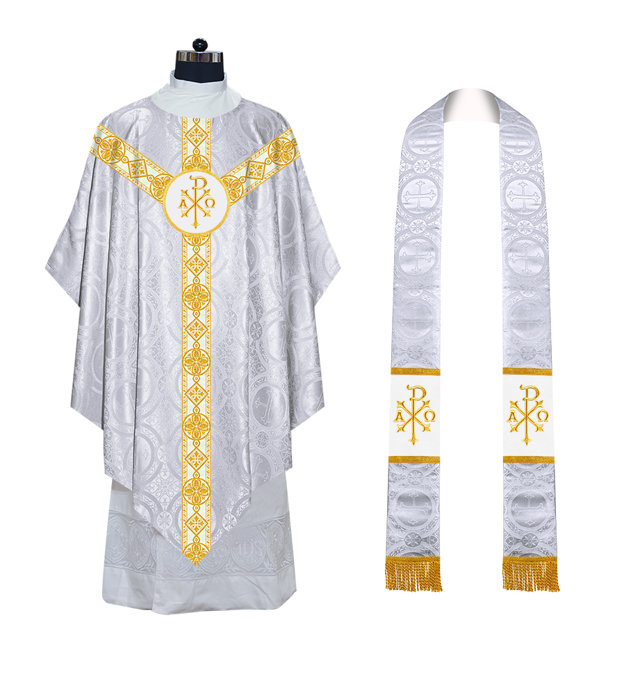 Traditional Pugin Style Chasuble Adorned with White Braids