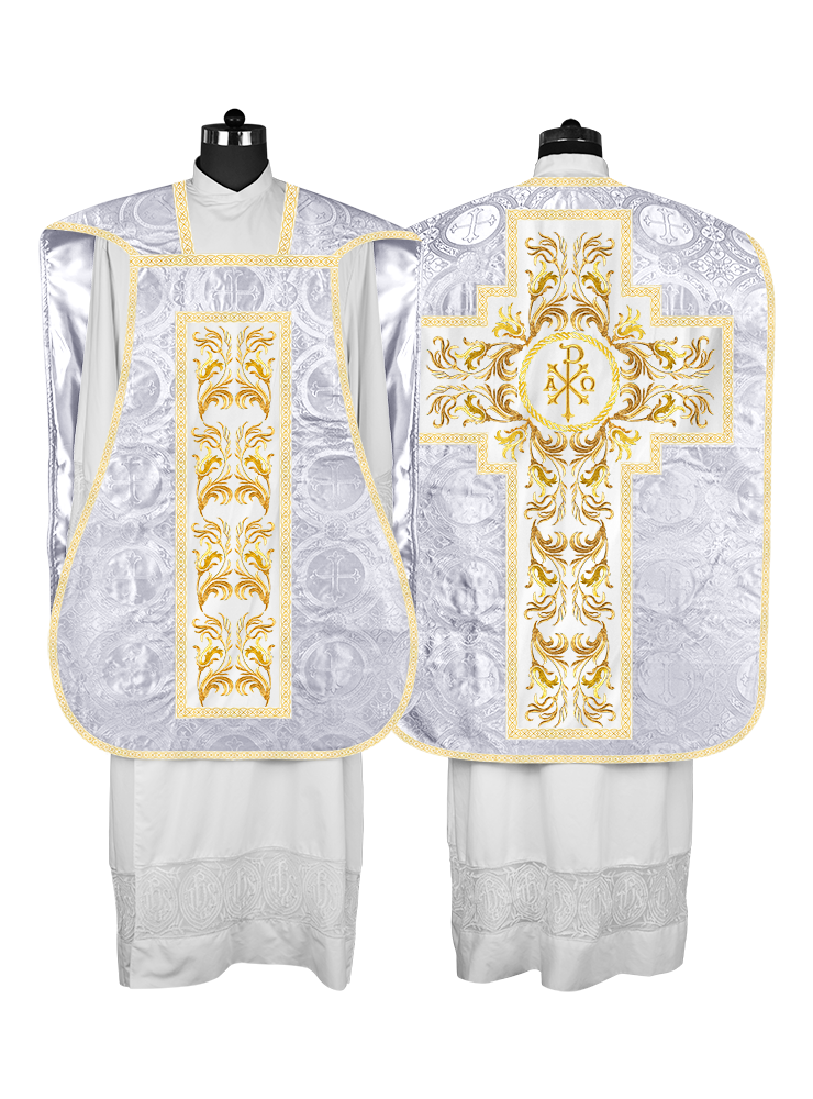 Roman Chasuble Vestment With Woven Braids and Trims